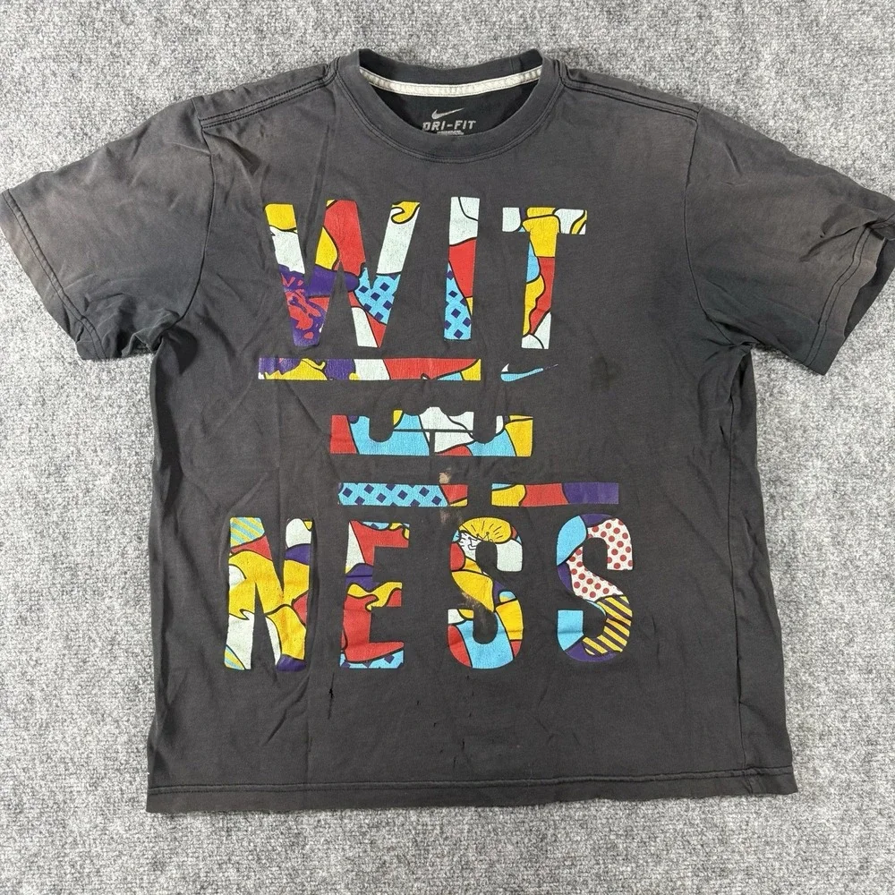 The Nike Tee Men's T Shirt Dri Fit L Short Sleeve Black Witness LeBron James